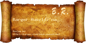 Barger Ruszlána névjegykártya